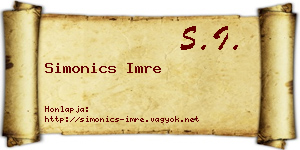 Simonics Imre névjegykártya